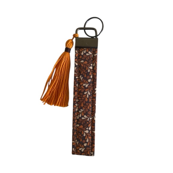 Handmade Keychain Orange and Brown, Key Holder‎ with Tassel - Picture 1 of 5